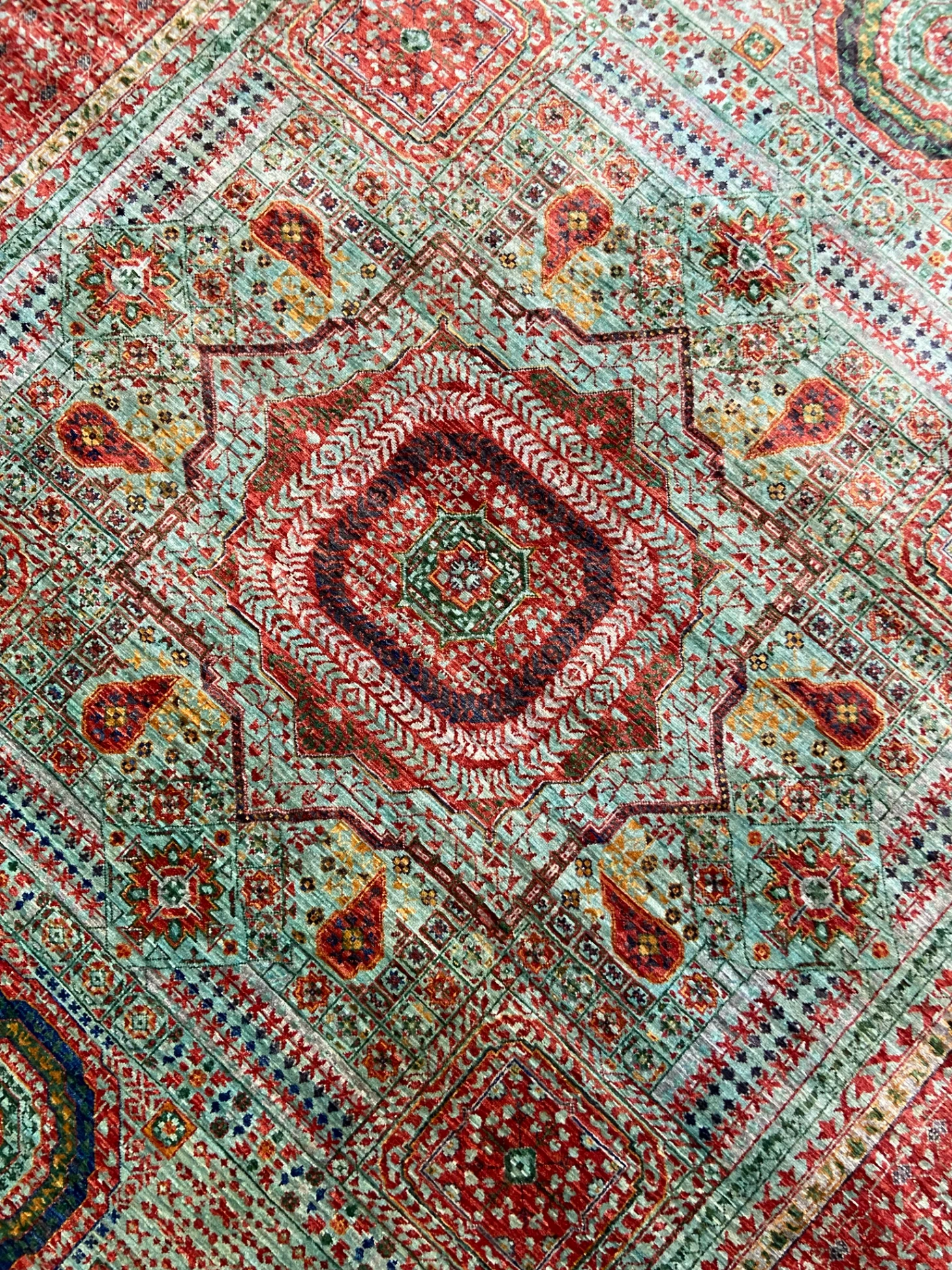 Terracotta and Seafoam Mamluk Rug thumbnail 3