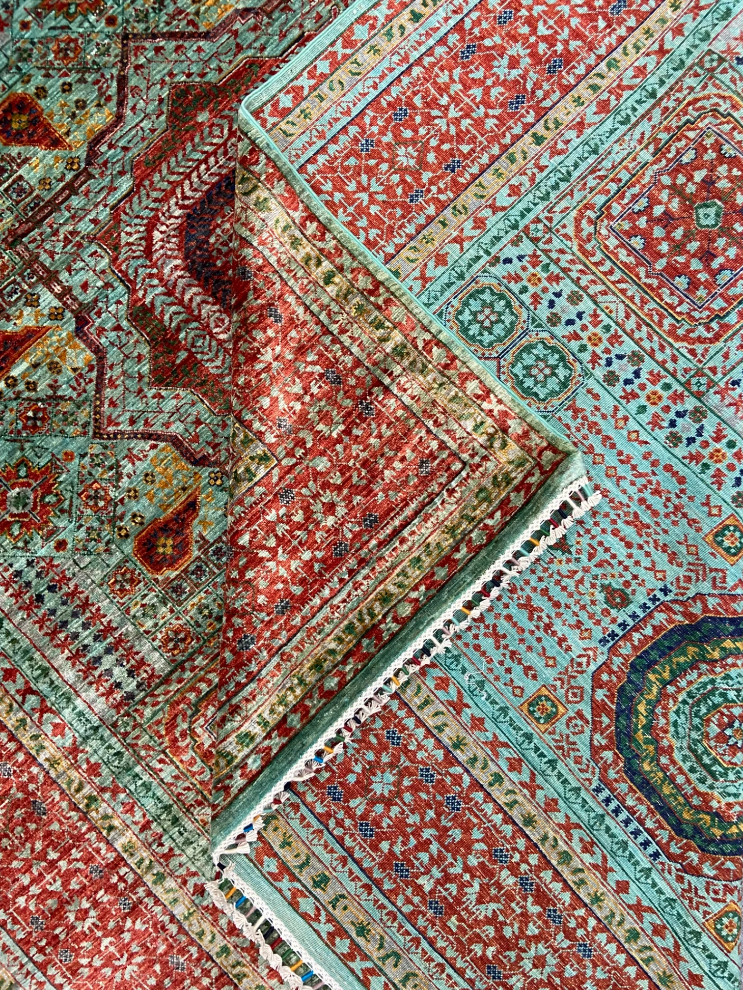 Terracotta and Seafoam Mamluk Rug thumbnail 4